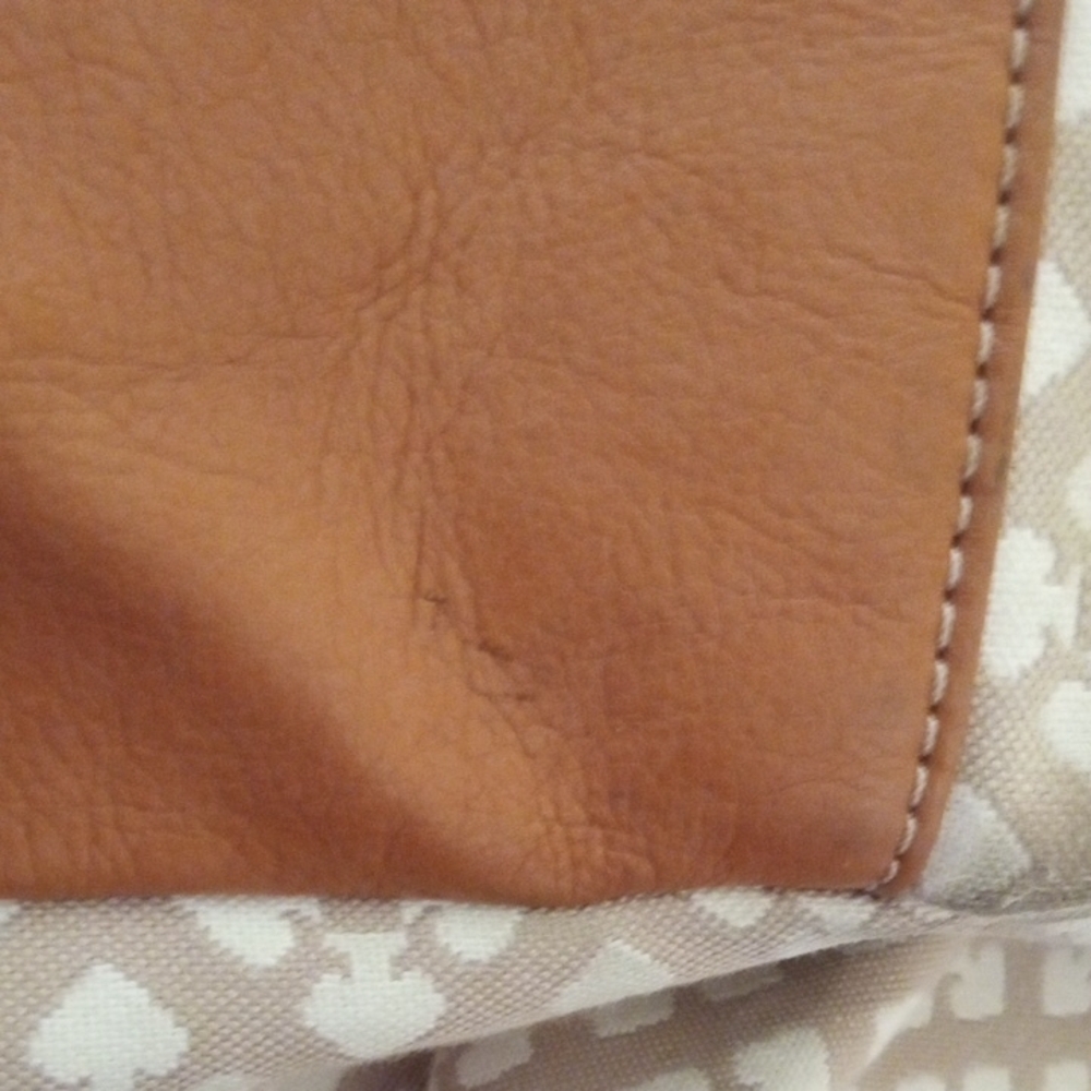 Kate Spade New York Cream and Pink Tote Canvas Tote Weekender Diaper Bag - Picture 15 of 17
